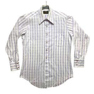Vintage 70s Sears Dagger Shirt Mens 16-35 Purple Disco Perma-Prest Button Up